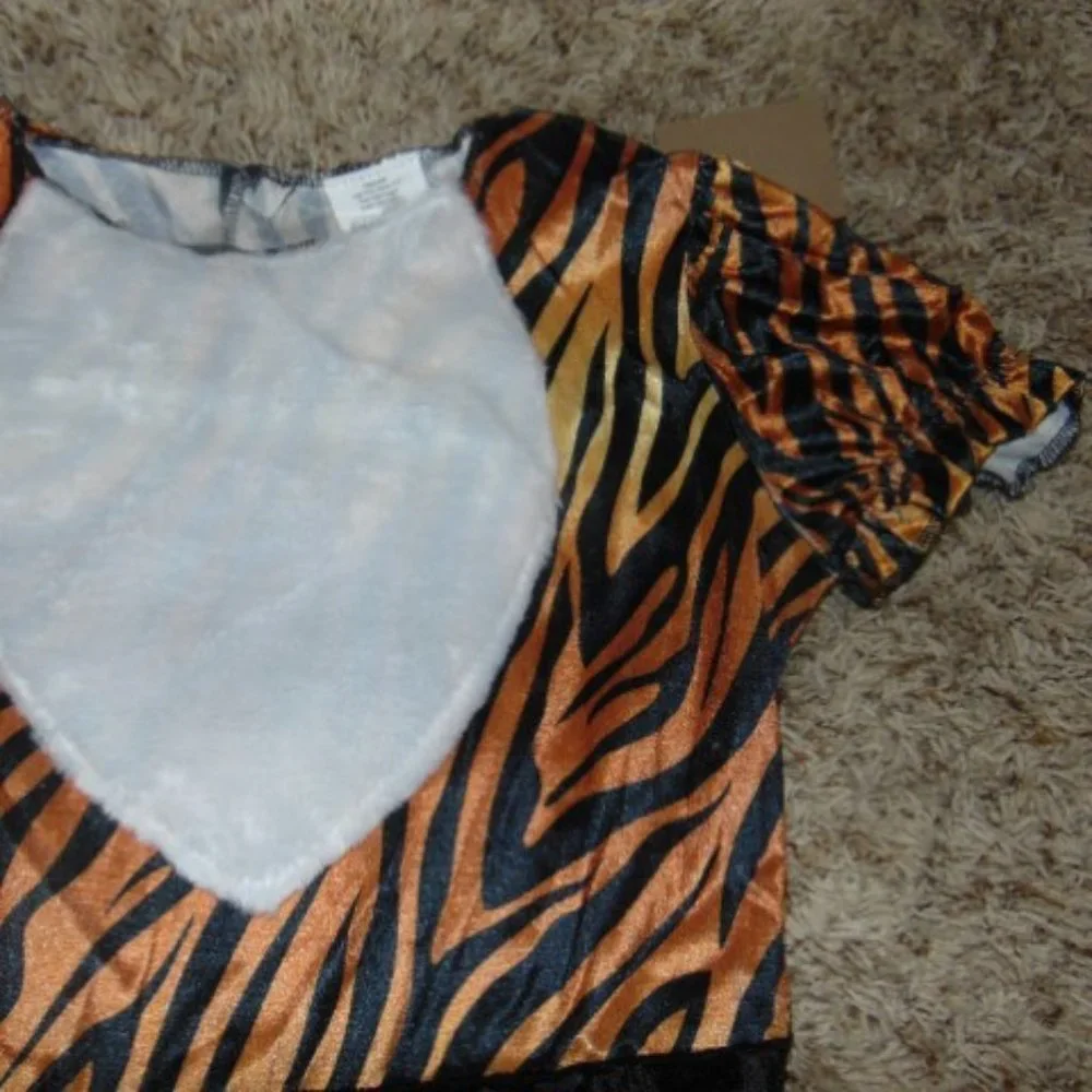 Tiger Tigress & Face Kit Halloween Costume 8/10 Dress, Tail, Headband Girls